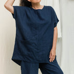 Harper Tunic in Midweight Linen Indigo#color_indigo