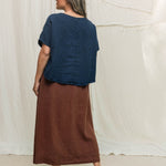Linn Tee in Midweight Linen Indigo#color_indigo