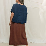 Linn Tee in Midweight Linen Indigo#color_indigo