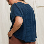 Linn Tee in Midweight Linen Indigo#color_indigo