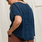 Linn Tee in Midweight Linen Indigo#color_indigo