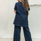 Harper Tunic in Midweight Linen Indigo#color_indigo