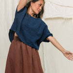 Linn Tee in Midweight Linen Indigo#color_indigo