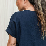 Harper Tunic in Midweight Linen Indigo#color_indigo