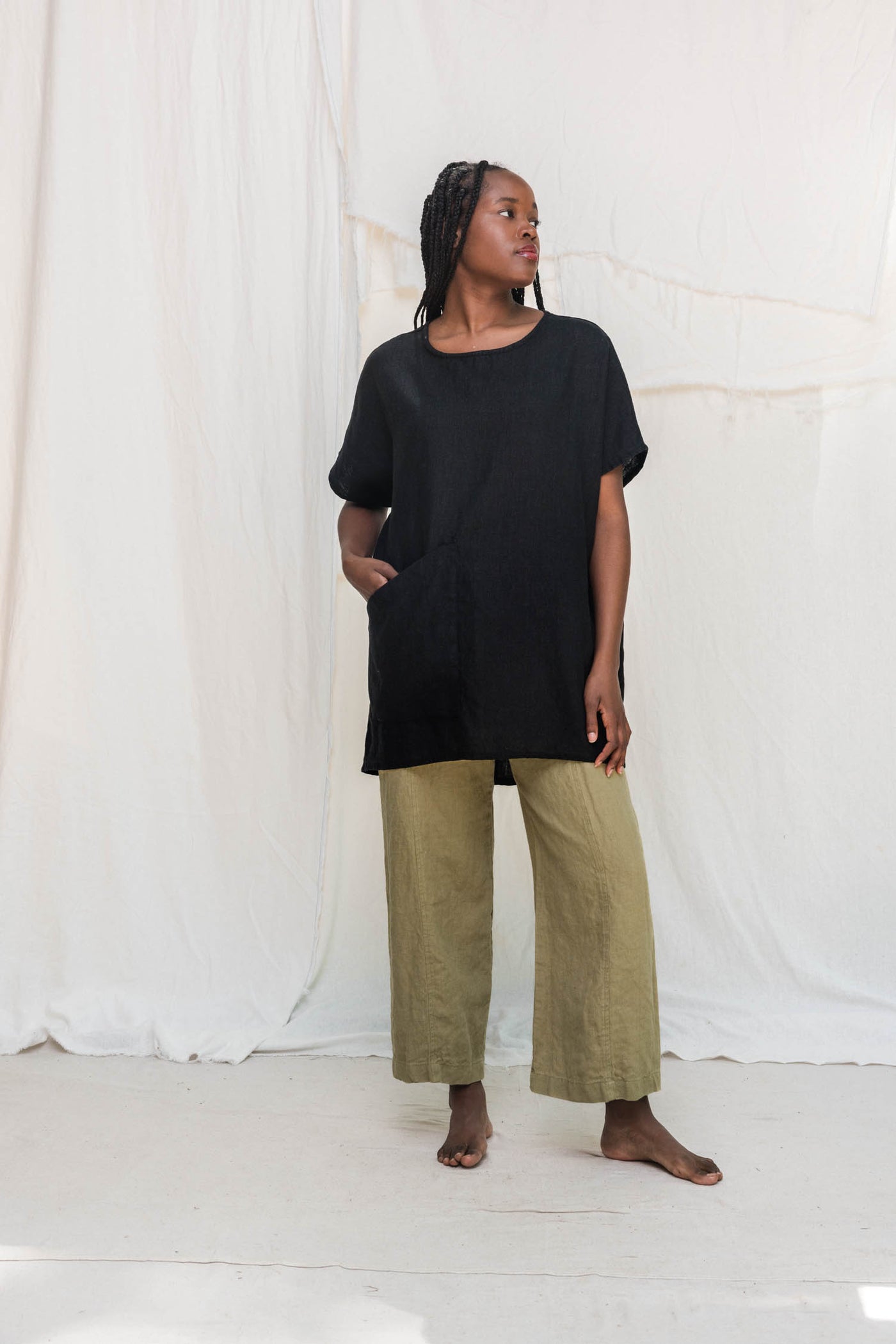 Harper Tunic in Midweight Linen Ink#color_ink