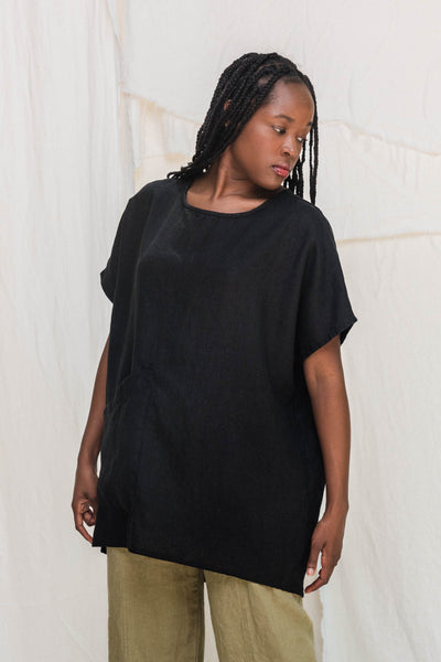 Harper Tunic in Midweight Linen Ink#color_ink