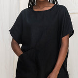 Harper Tunic in Midweight Linen Ink#color_ink