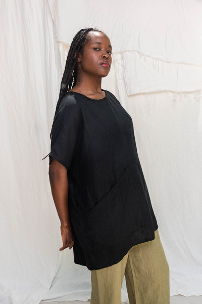 Harper Tunic in Midweight Linen Ink#color_ink