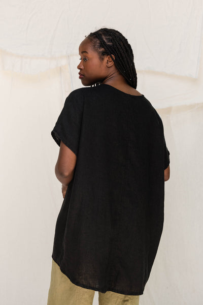 Harper Tunic in Midweight Linen Ink#color_ink