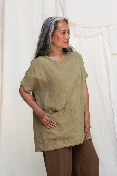 Harper Tunic in Midweight Linen Pear#color_pear