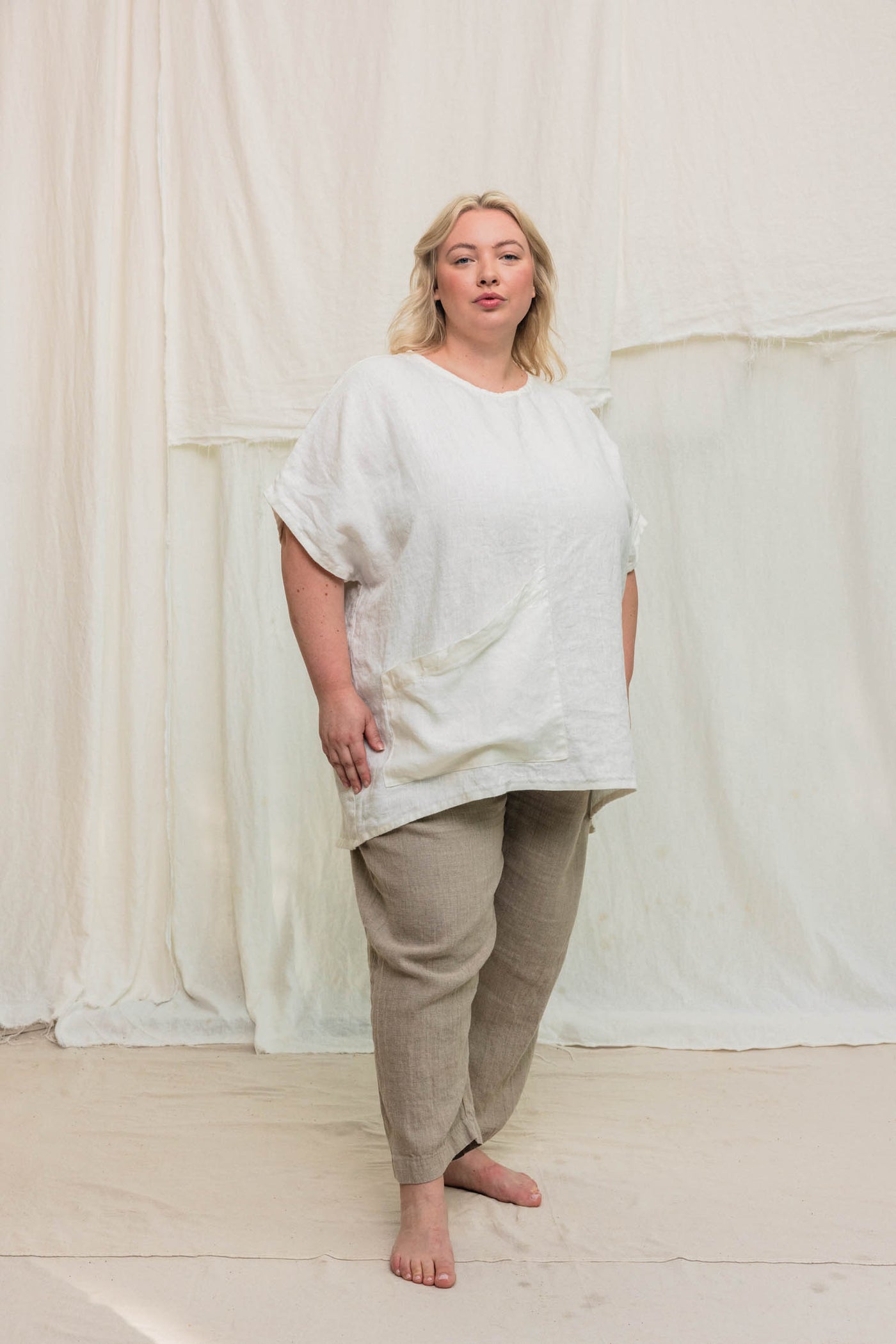 Harper Tunic in Midweight Linen Salt#color_salt