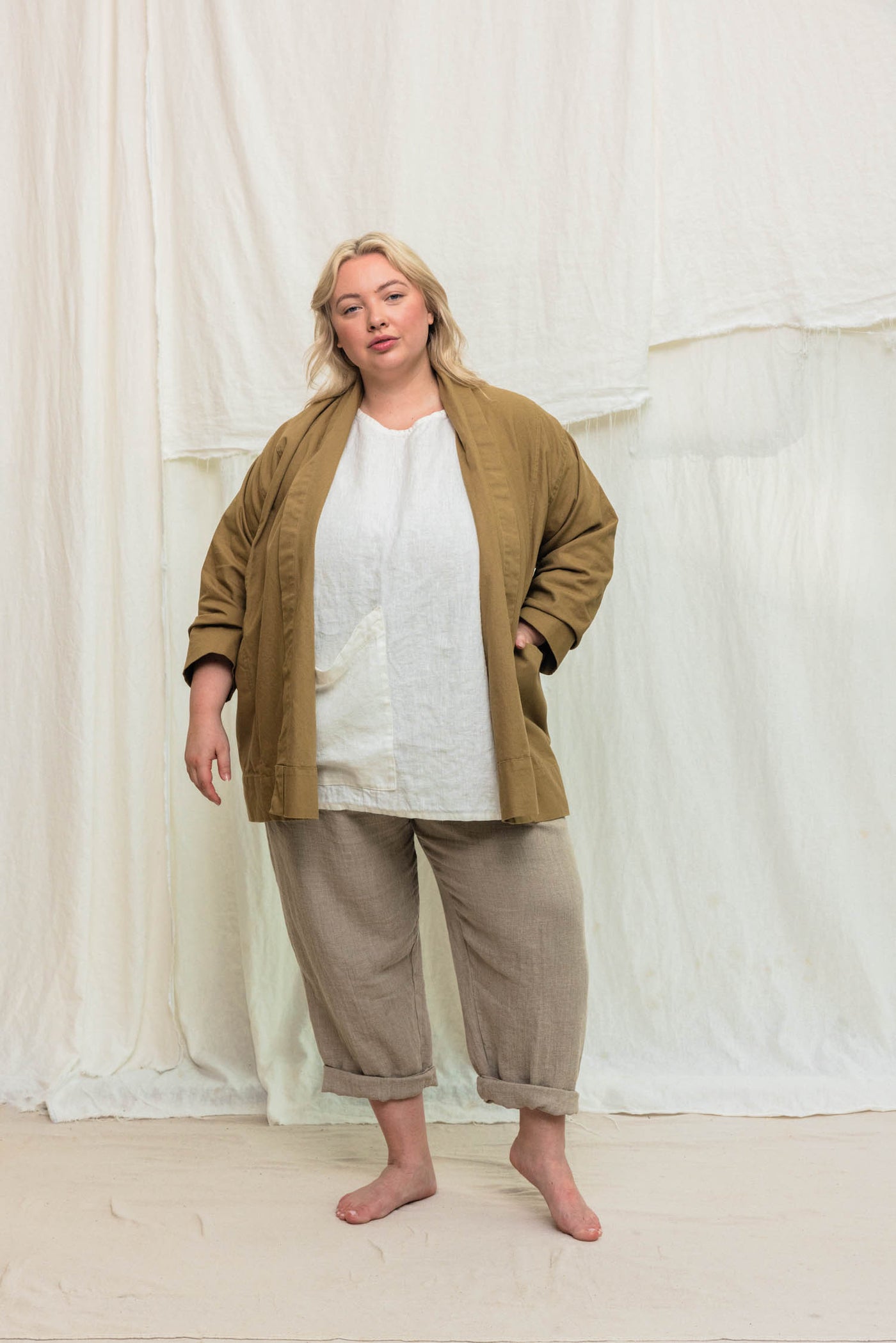 Harper Tunic in Midweight Linen Salt#color_salt