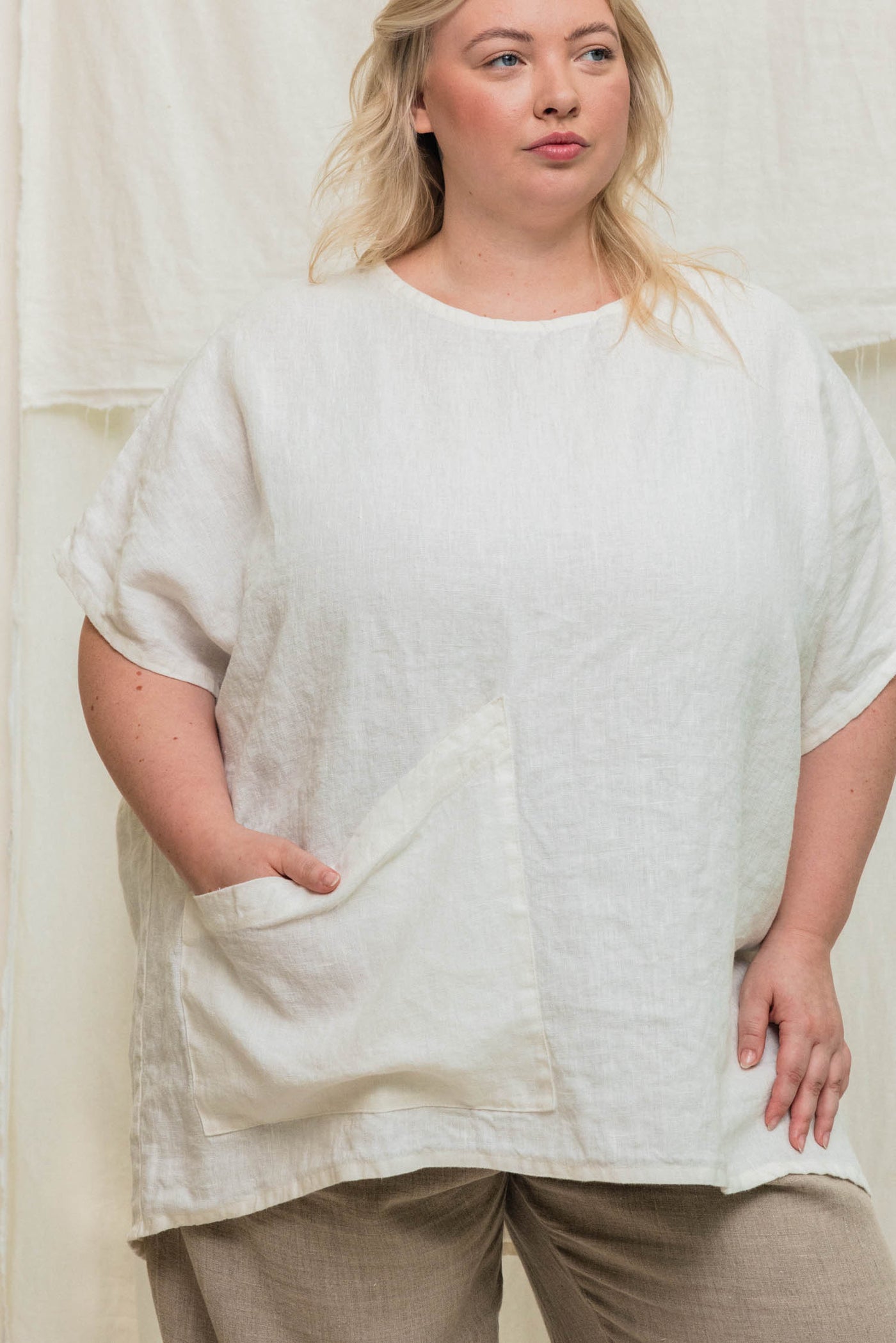 Harper Tunic in Midweight Linen Salt#color_salt