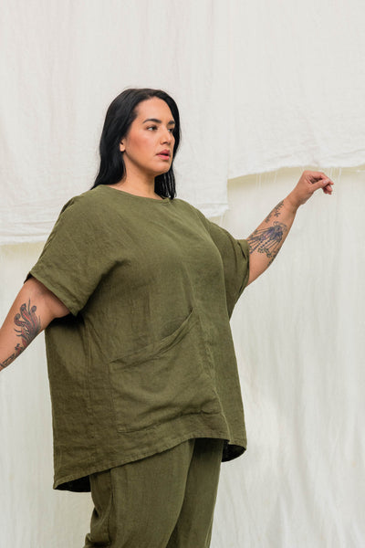 Harper Tunic in Midweight Linen Verte#color_verte