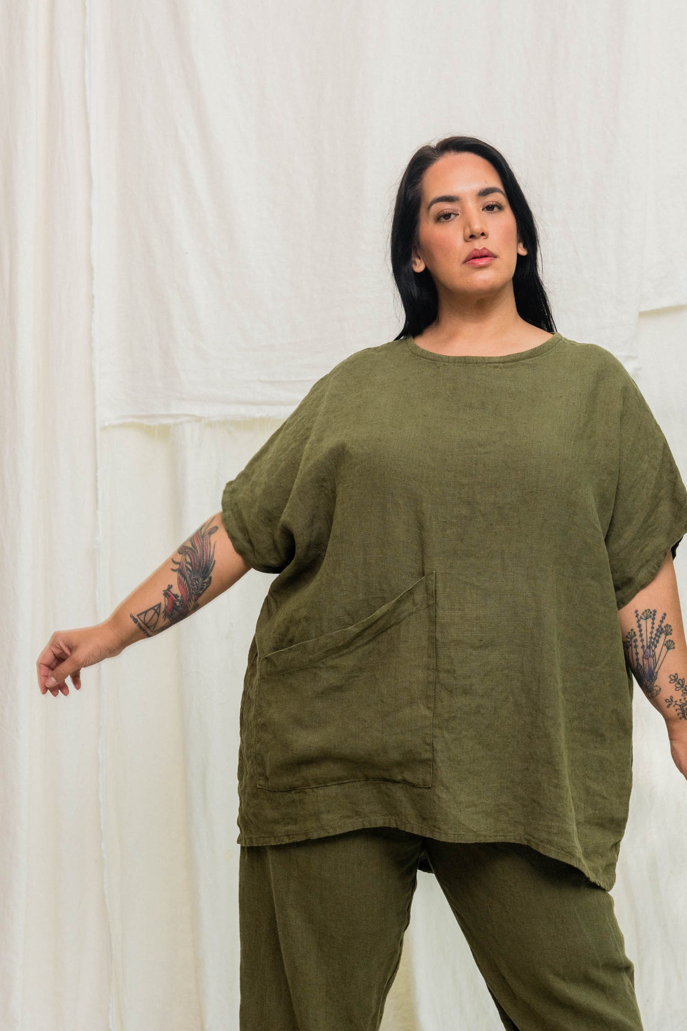 Harper Tunic in Midweight Linen Verte#color_verte