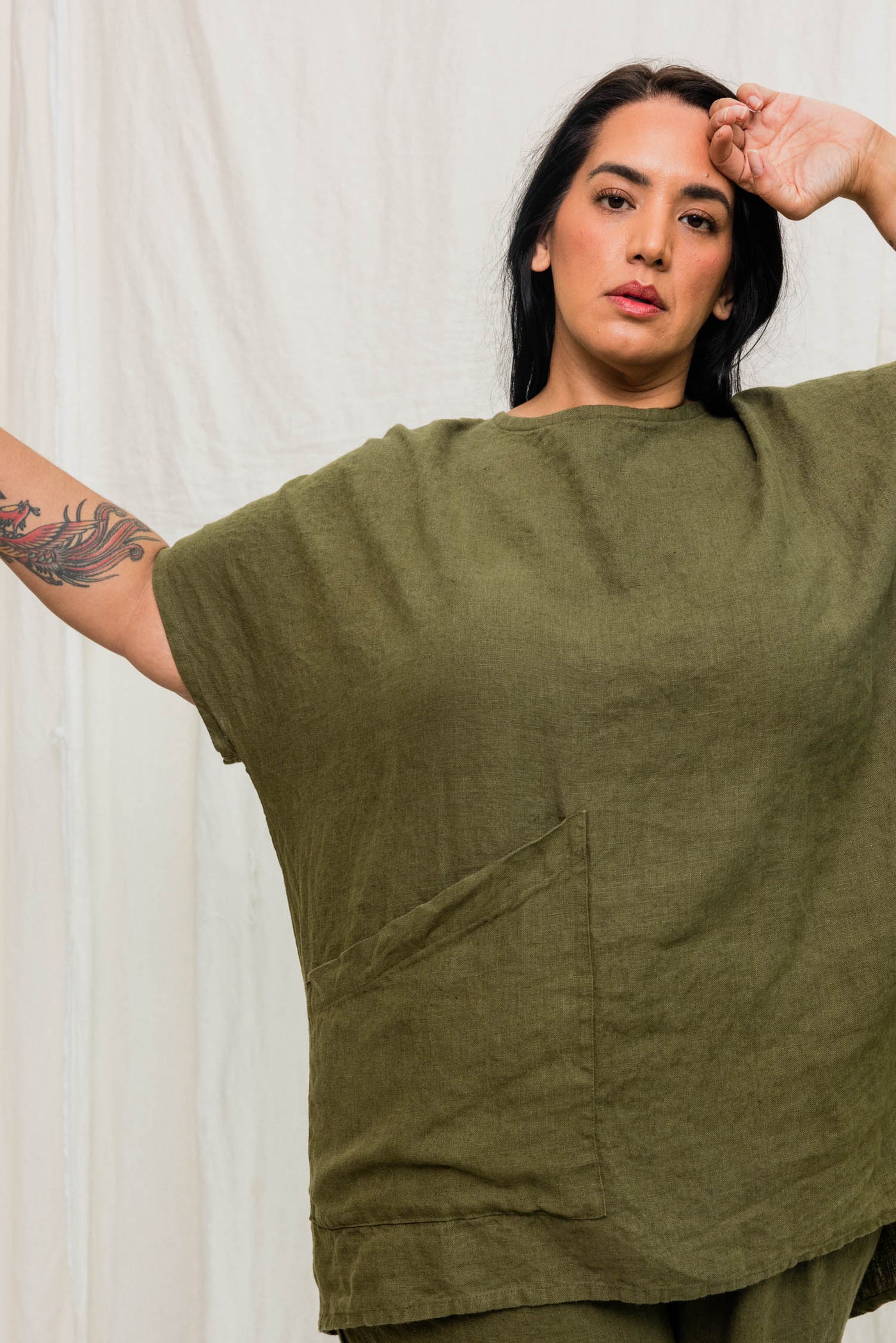 Harper Tunic in Midweight Linen Verte#color_verte