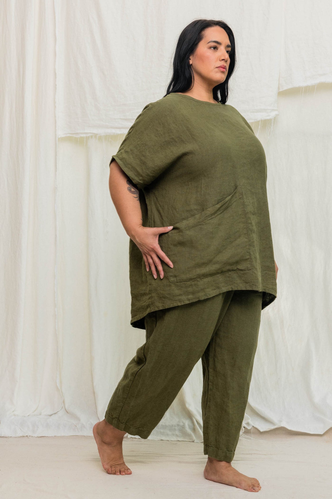 Harper Tunic in Midweight Linen Verte#color_verte