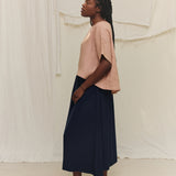 Bel Skirt in Washable Silk Midnight#color_midnight