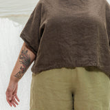 Linn Tee in Midweight Linen Cacao#color_cacao