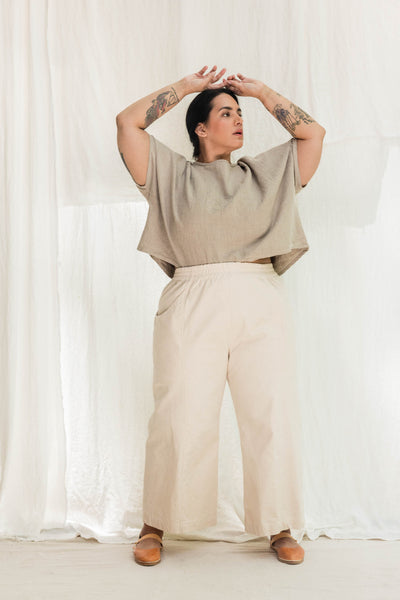 Linn Tee in Midweight Linen Flax#color_flax