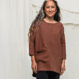 Long Sleeve Harper Tunic in Midweight Linen cedar#color_cedar