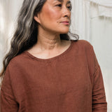 Long Sleeve Harper Tunic in Midweight Linen cedar#color_cedar