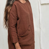 Long Sleeve Harper Tunic in Midweight Linen cedar#color_cedar