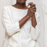 Long Sleeve Harper Tunic in Midweight Linen Salt#color_salt