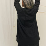 Long Sleeve Kara Snap Top in Lightweight Linen Ink#color_ink
