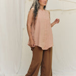 Sleeveless Kara Snap Top in Lightweight Linen Canyon#color_canyon