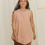 Sleeveless Kara Snap Top in Lightweight Linen Canyon#color_canyon