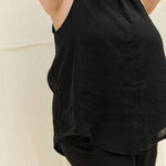 Sleeveless Kara Snap Top in Lightweight Linen Ink#color_ink