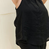 Sleeveless Kara Snap Top in Lightweight Linen Ink#color_ink