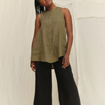Sleeveless Kara Snap Top in Lightweight Linen Lichen#color_lichen