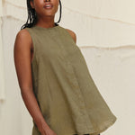 Sleeveless Kara Snap Top in Lightweight Linen Lichen#color_lichen
