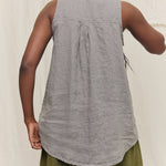 Sleeveless Kara Snap Top in Lightweight Linen Overcast#color_overcast