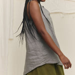 Sleeveless Kara Snap Top in Lightweight Linen Overcast#color_overcast
