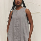 Sleeveless Kara Snap Top in Lightweight Linen Overcast#color_overcast