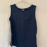 Petra Tank in Midweight Linen, Indigo, Size M | READY TO SHIP
