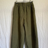 Florence Pant in Midweight Linen, Verte, Size S-Regular | SAMPLE SALE