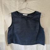 Petra Crop in Midweight Linen, Navy, Size XS | SAMPLE SALE
