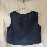 Petra Crop in Midweight Linen, Navy, Size XS | SAMPLE SALE