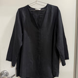 Long Sleeve Kara Snap Top in Midweight Linen, Black, Size XL | SAMPLE SALE