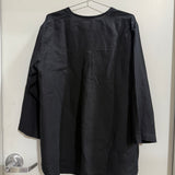 Long Sleeve Kara Snap Top in Midweight Linen, Black, Size XL | SAMPLE SALE