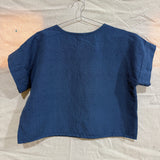Georgia Tee in Medium Weight Linen, Navy, Size S/M | SAMPLE SALE A-06