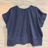 Georgia Tee in Handwoven Cotton, Navy Stripe, Size L/XL | SAMPLE SALE A-07