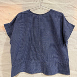 Georgia Tee in Handwoven Cotton, Navy Stripe, Size L/XL | SAMPLE SALE A-07