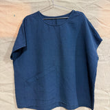 Harper Tunic in Medium Weight Linen, Navy, Size S/M | SAMPLE SALE A-08