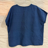 Harper Tunic in Medium Weight Linen, Navy, Size S/M | SAMPLE SALE A-08