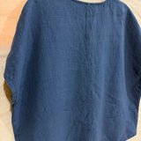 Harper Tunic in Medium Weight Linen, Navy, Size S/M | SAMPLE SALE A-08